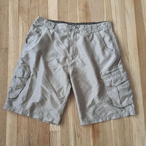 Burnside tan khaki cargo shorts